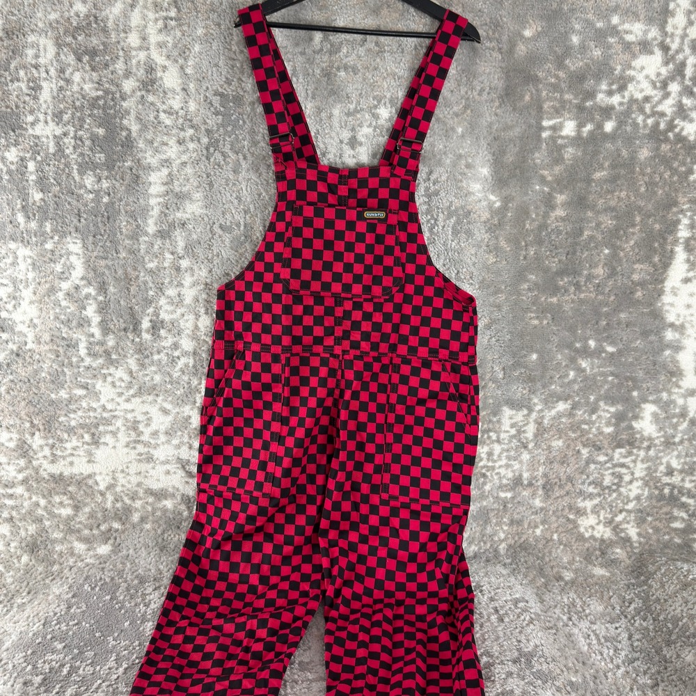 Run & Fly Size S Checkered Punk Rock Grunge Overalls Red Black Sleeveless Womens